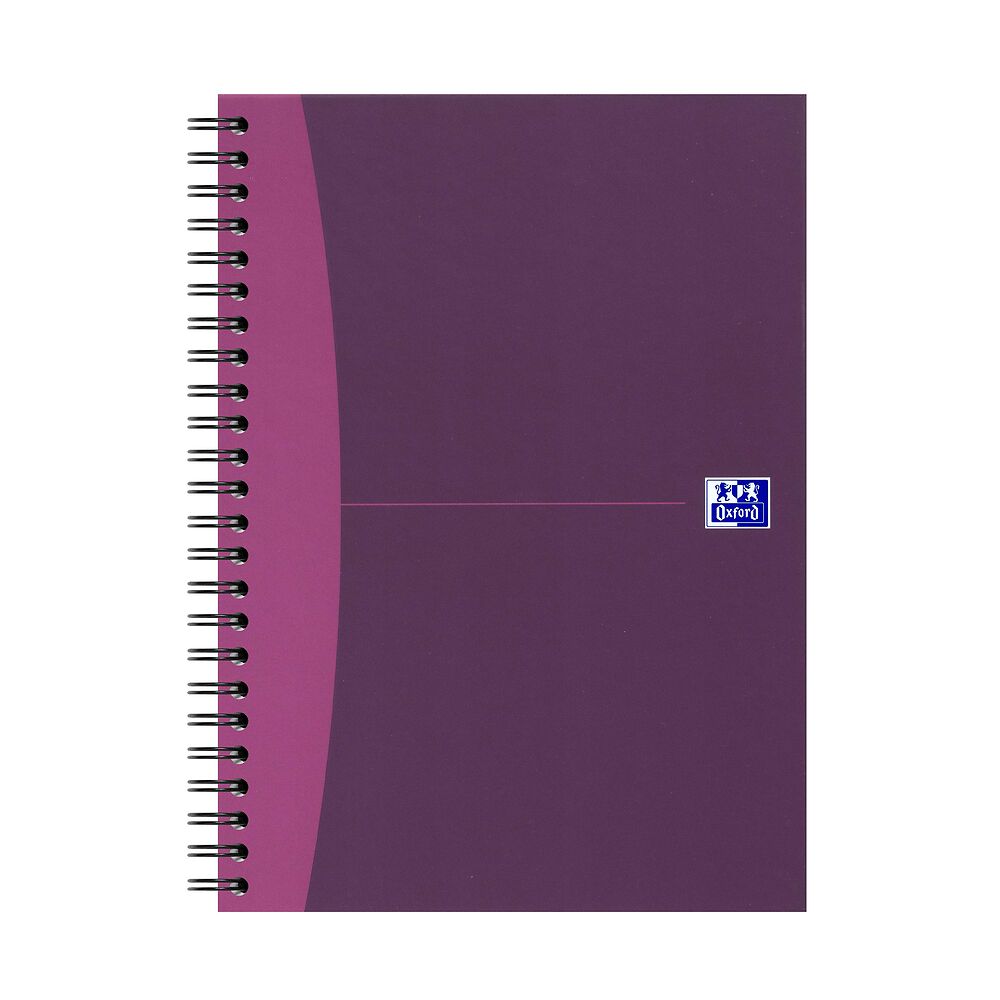 Oxford Purple A5 Hard Cover Wirebound Notebook, Ruled with Margin, 140 Pages