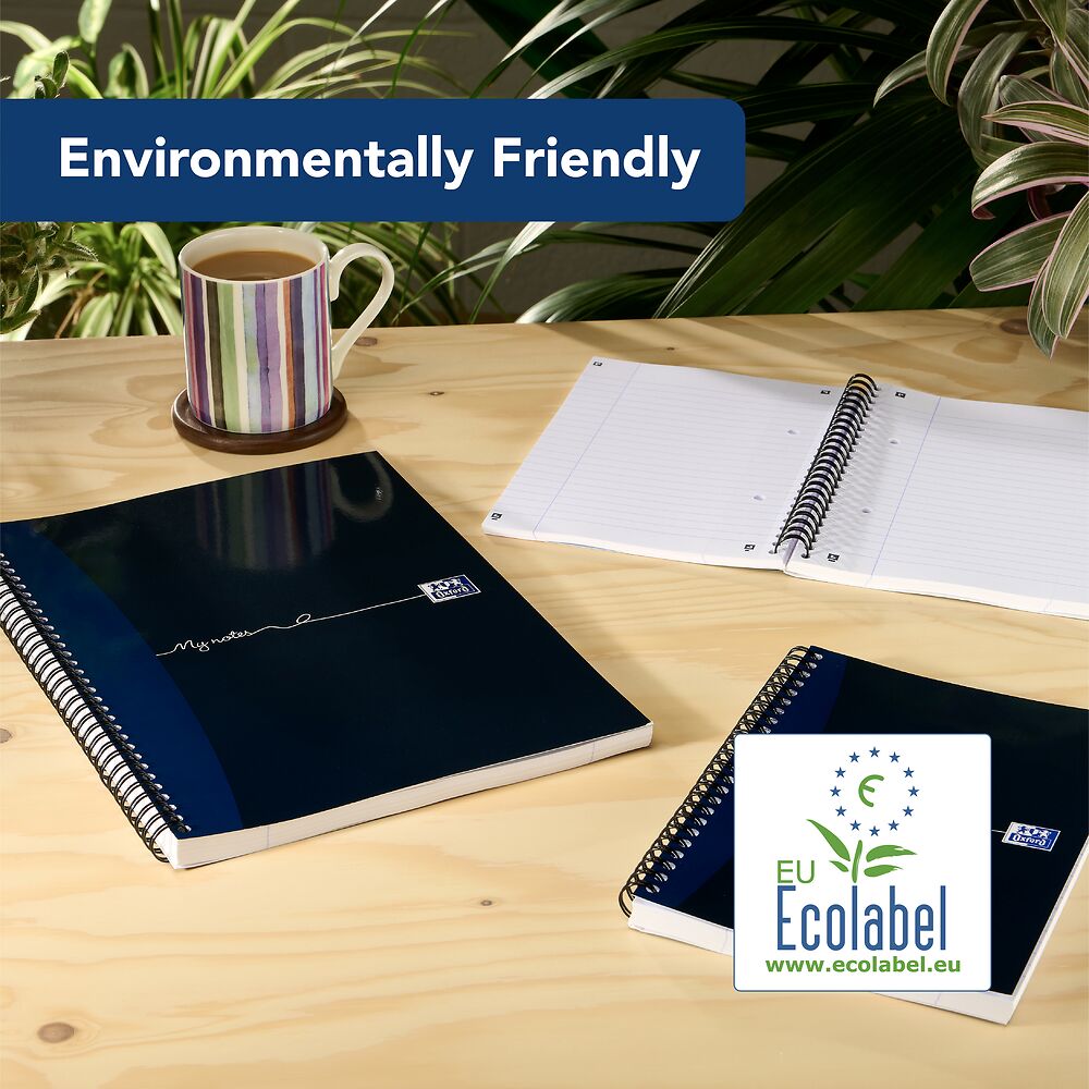 Oxford My Notes Navy Blue A4 Card Cover Wirebound Notebook, Ruled with Margin, 200 Pages