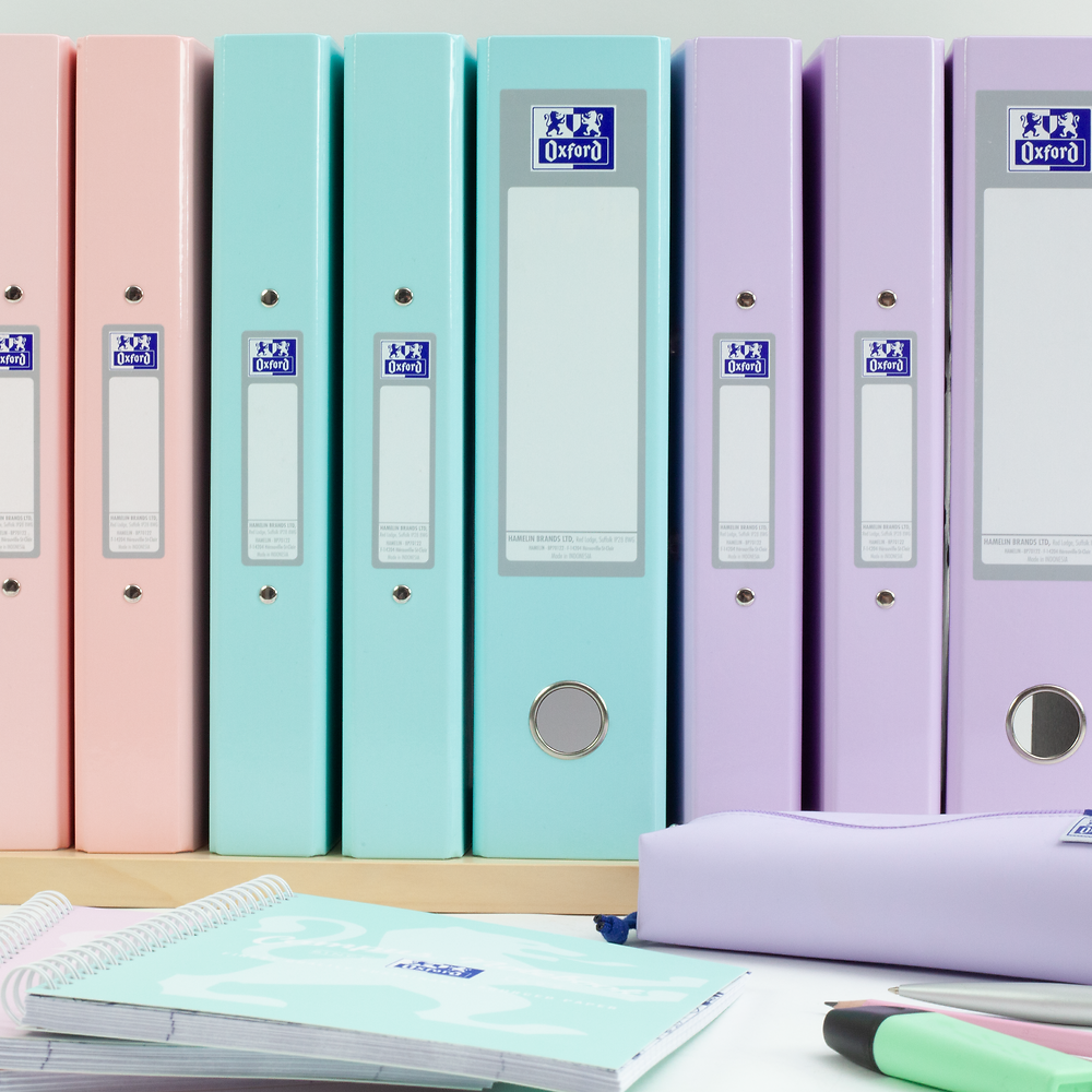 Oxford, A4 Ring Binders, 3 Pack, Pastel, Pink/Purple/Green