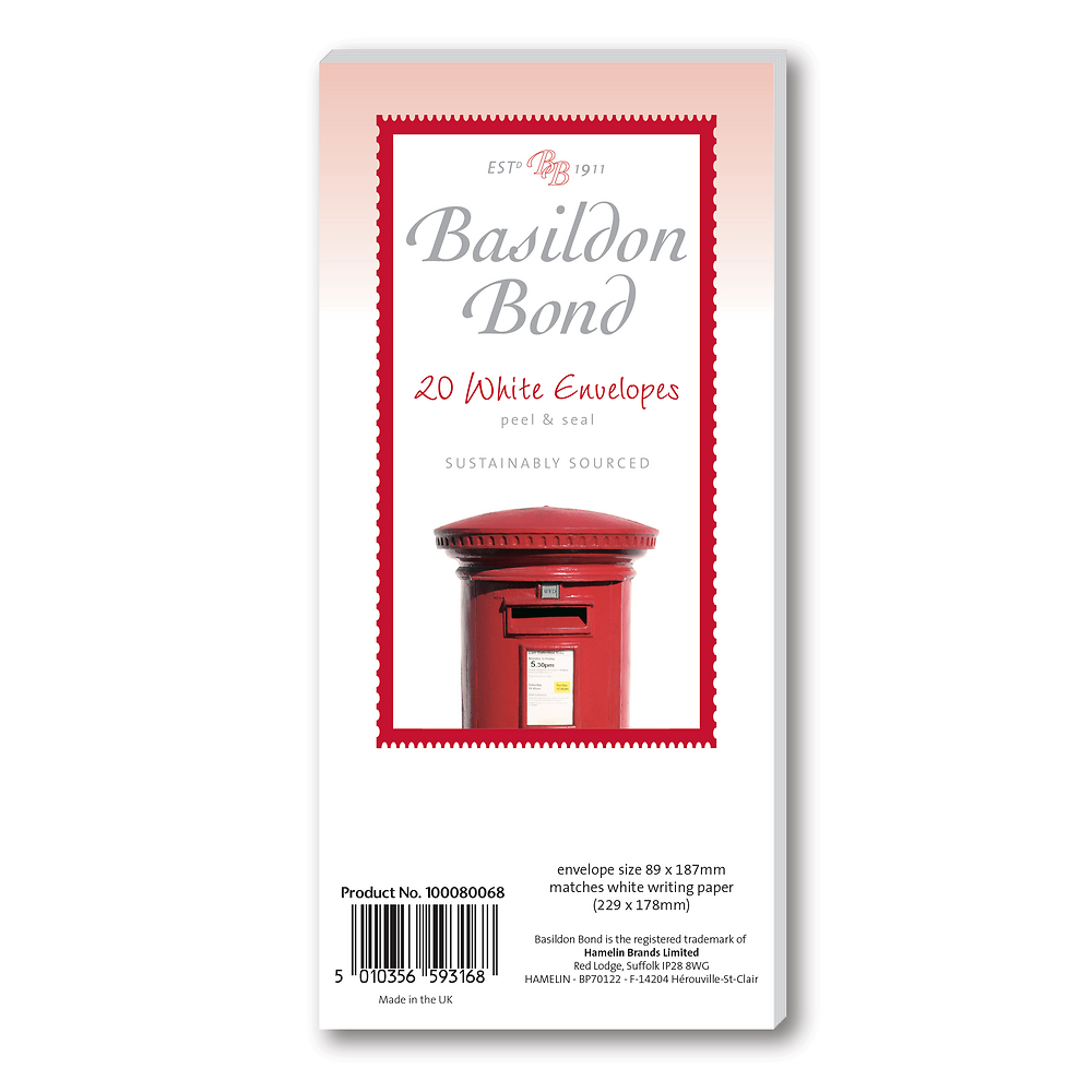 Basildon Bond P4TO (89x187mm) Envelopes 20 Pack, White