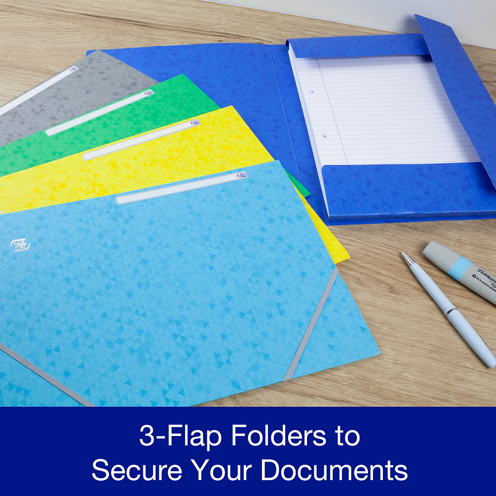 Oxford Top File+ Elasticated 3-flap Folder, A4, Assorted, 10 folders