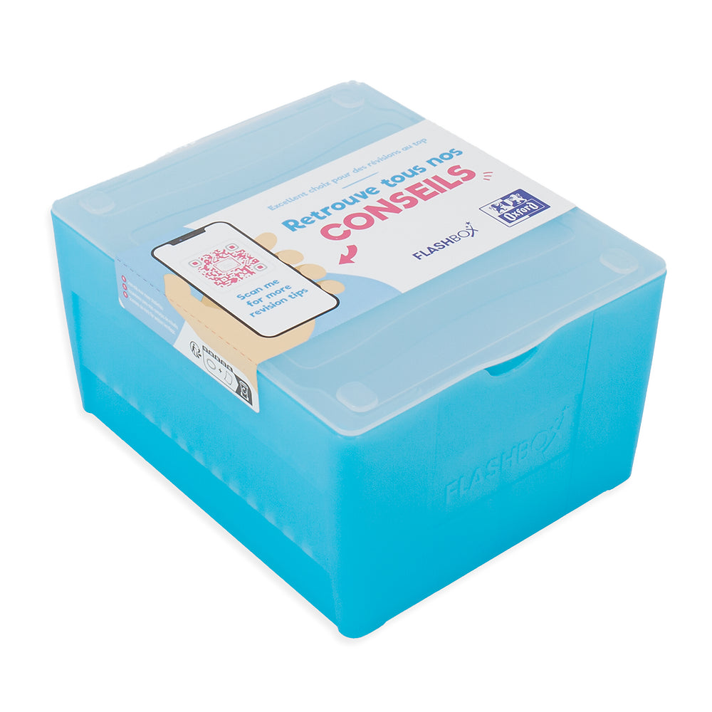Oxford Flashbox, Pastel Blue, Storage Capacity of 500 Flash Cards, 7.5x12.5cm