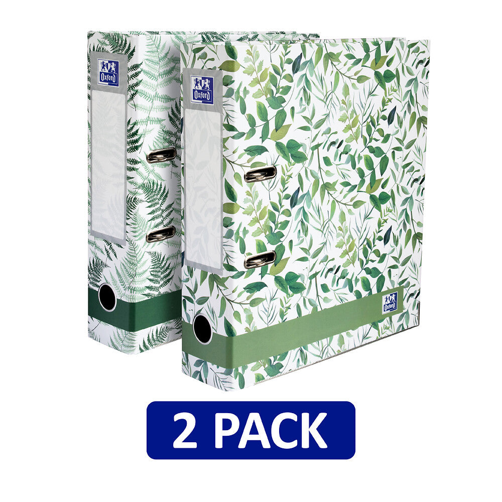 Oxford Lever Arch Files, A4, 2 Pack, Leaves