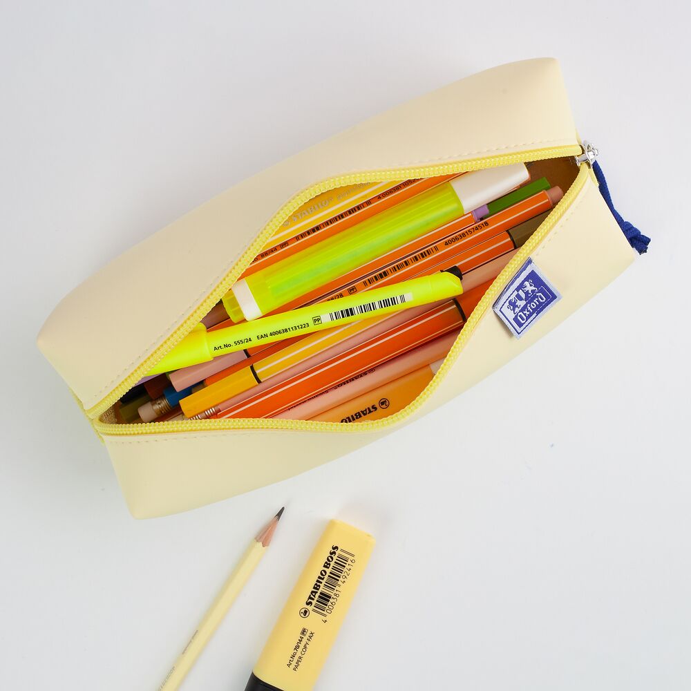 Oxford Large Square Pencil case, Pastel Yellow