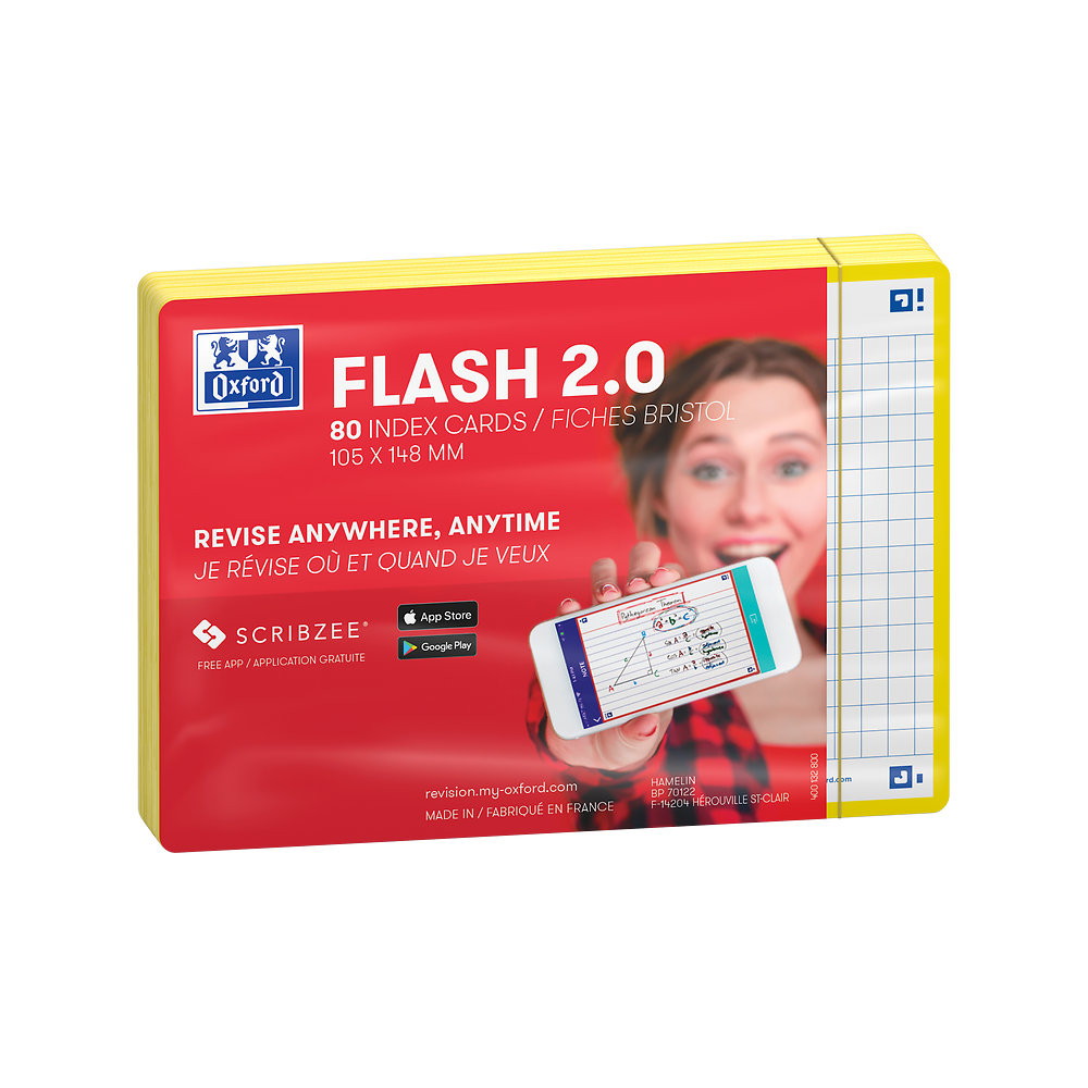 Oxford Yellow Flash Cards, Squared, A6, Pack of 80