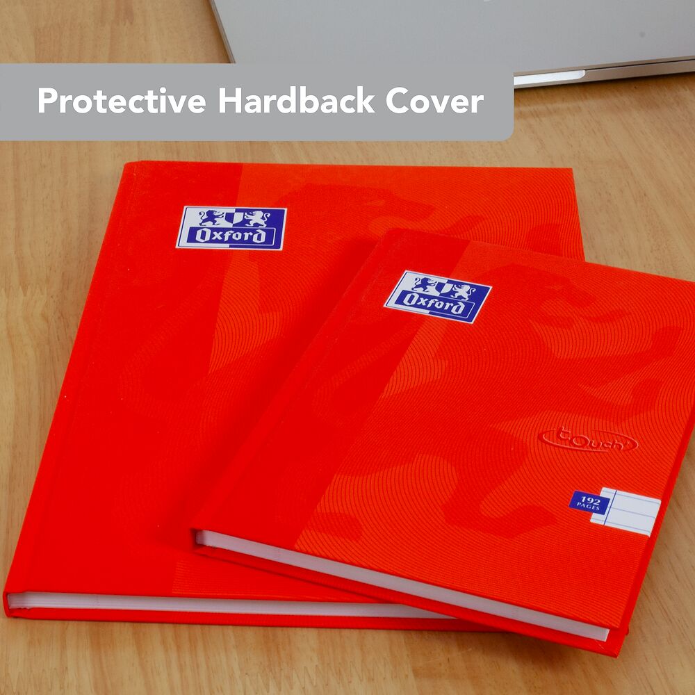 Oxford Touch Orange A4 Hardback Casebound Notebook Ruled with Margin 192 Pages
