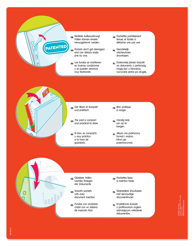 Oxford Pad of 60 A4 Quick'in Punched pockets, 50 micron clear