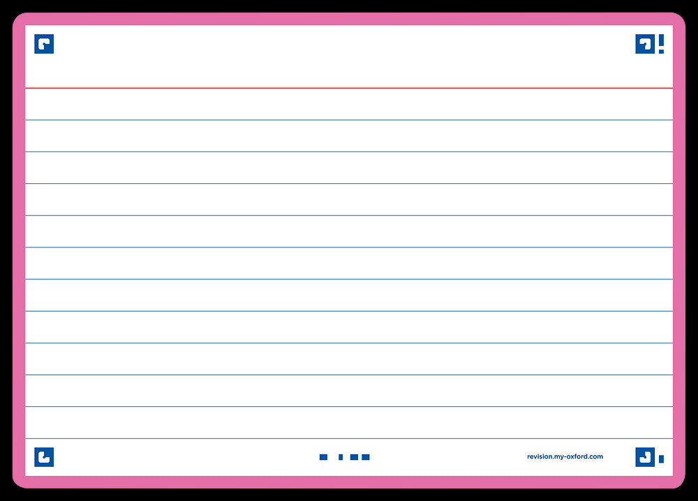 Oxford Flash Cards, Ruled with bright Pink frame, A6, pack of 80