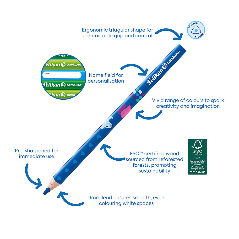 Pelikan Combino Jumbo Colouring Pencils, Pack of 12