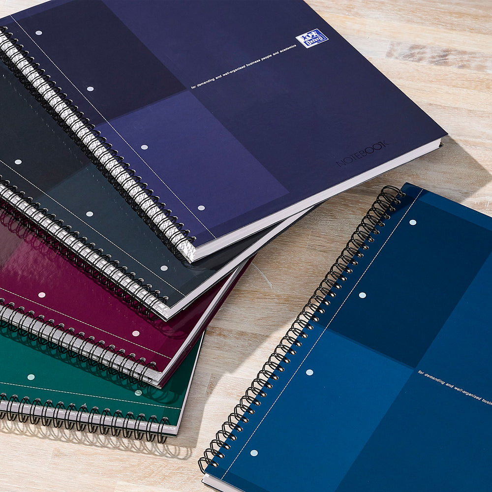 Oxford International Petrol Blue A4+ Hardback Wirebound Notebook, Narrow Ruled, 160 Pages