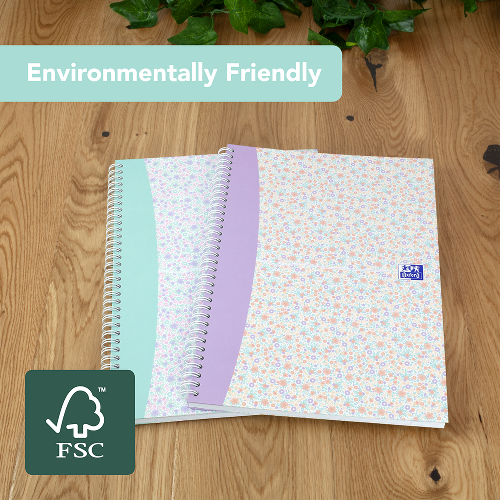 Oxford Liberty A4 Hard Cover Wirebound Notebook Twin Pack, Ruled with Margin, 140 Pages