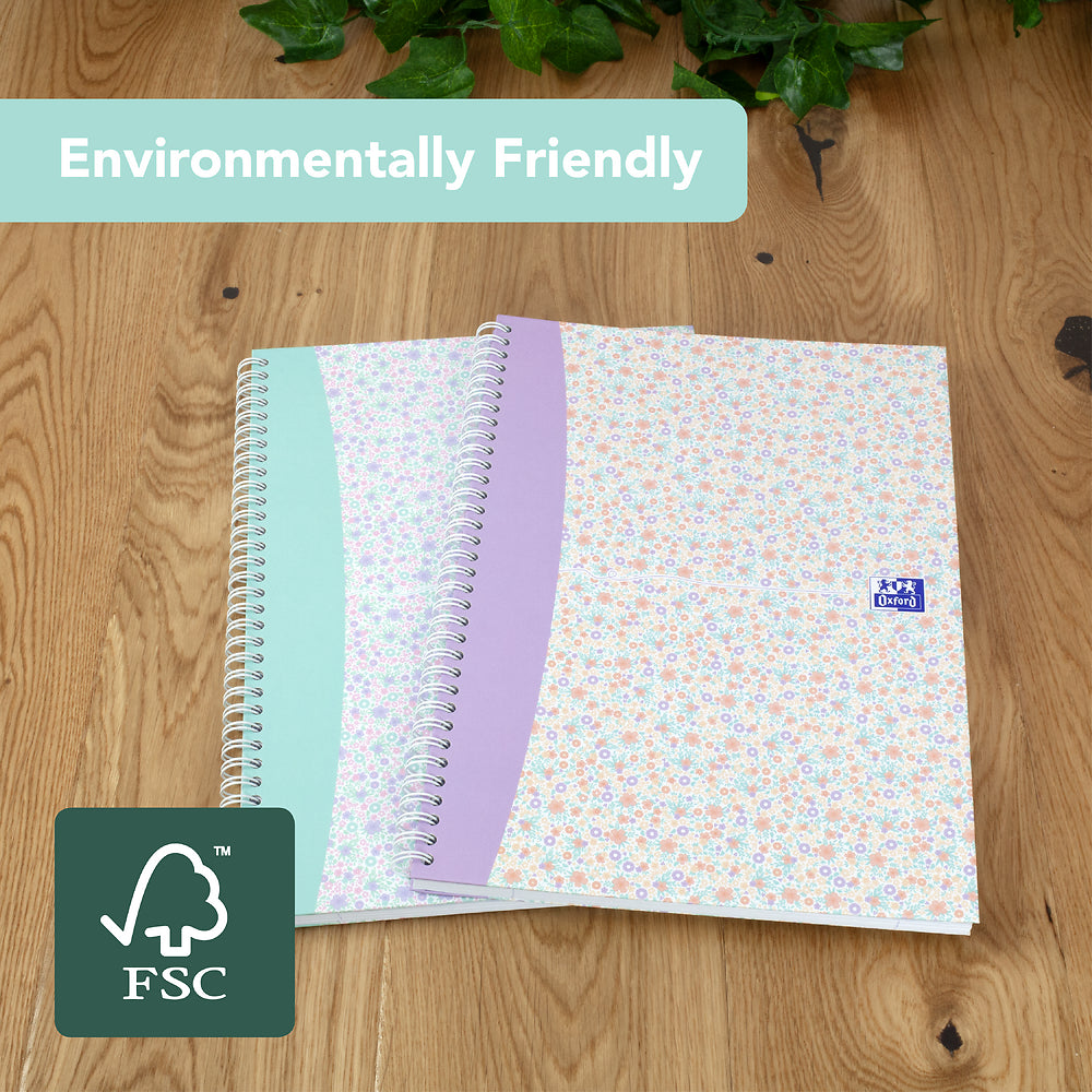 Oxford Liberty A4 Hard Cover Wirebound Notebook Twin Pack, Ruled with Margin, 140 Pages