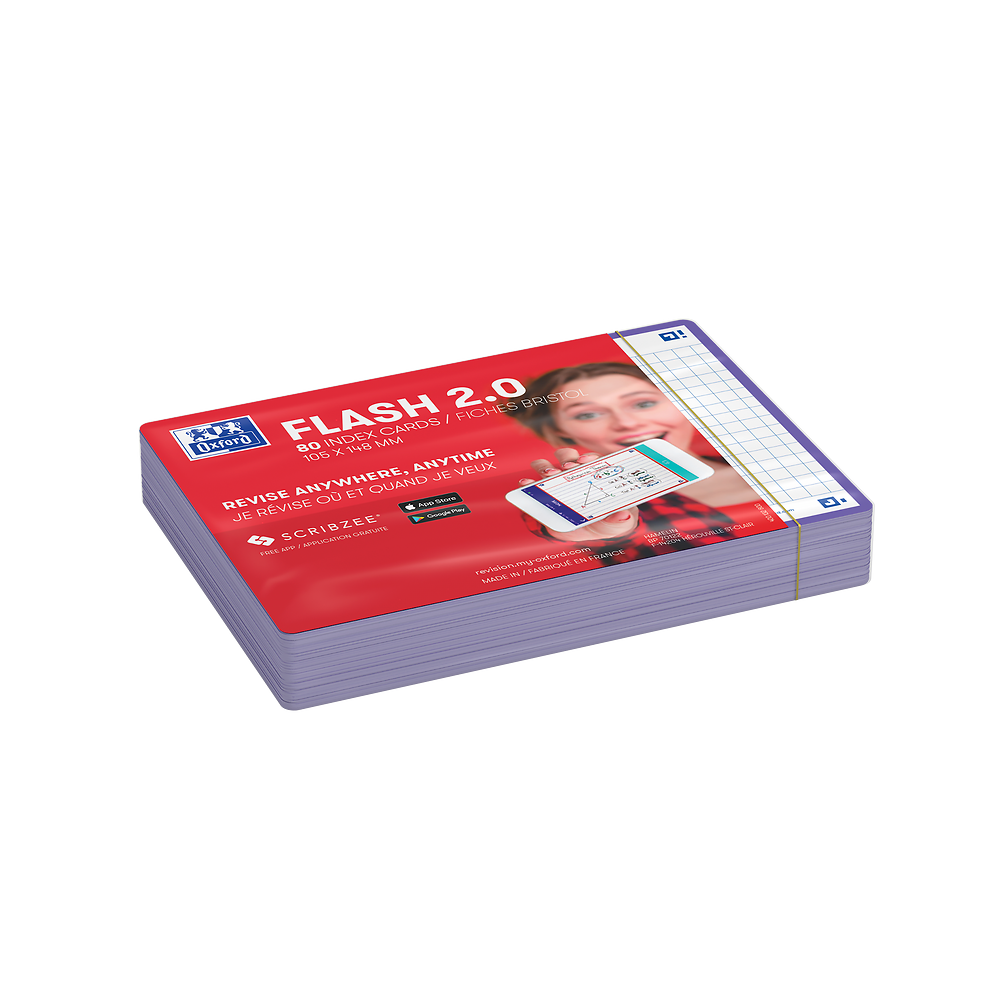 Oxford Lavender Flash Cards, Squared, A6, Pack of 80