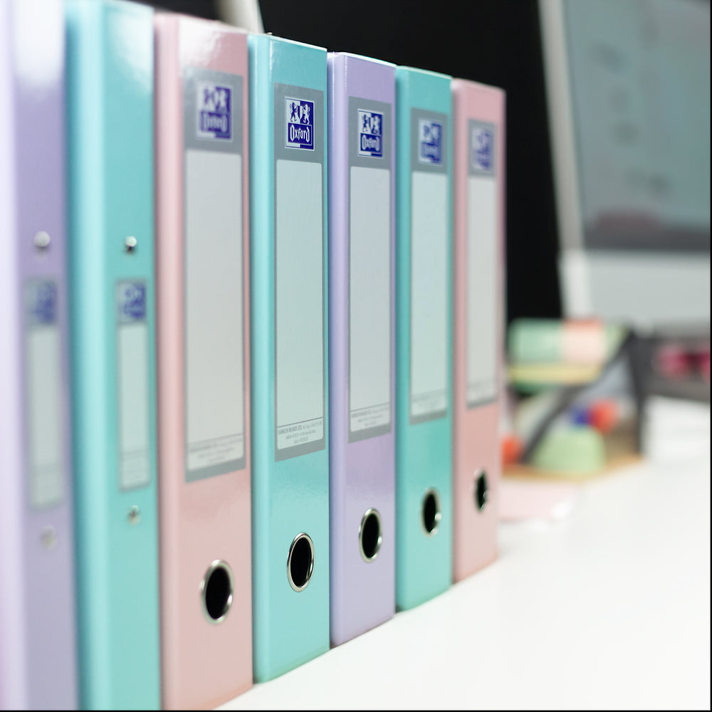 Oxford, Lever Arch File, A4, 2 Ring, 3 Pack, Pastel, Pink/Purple/Green