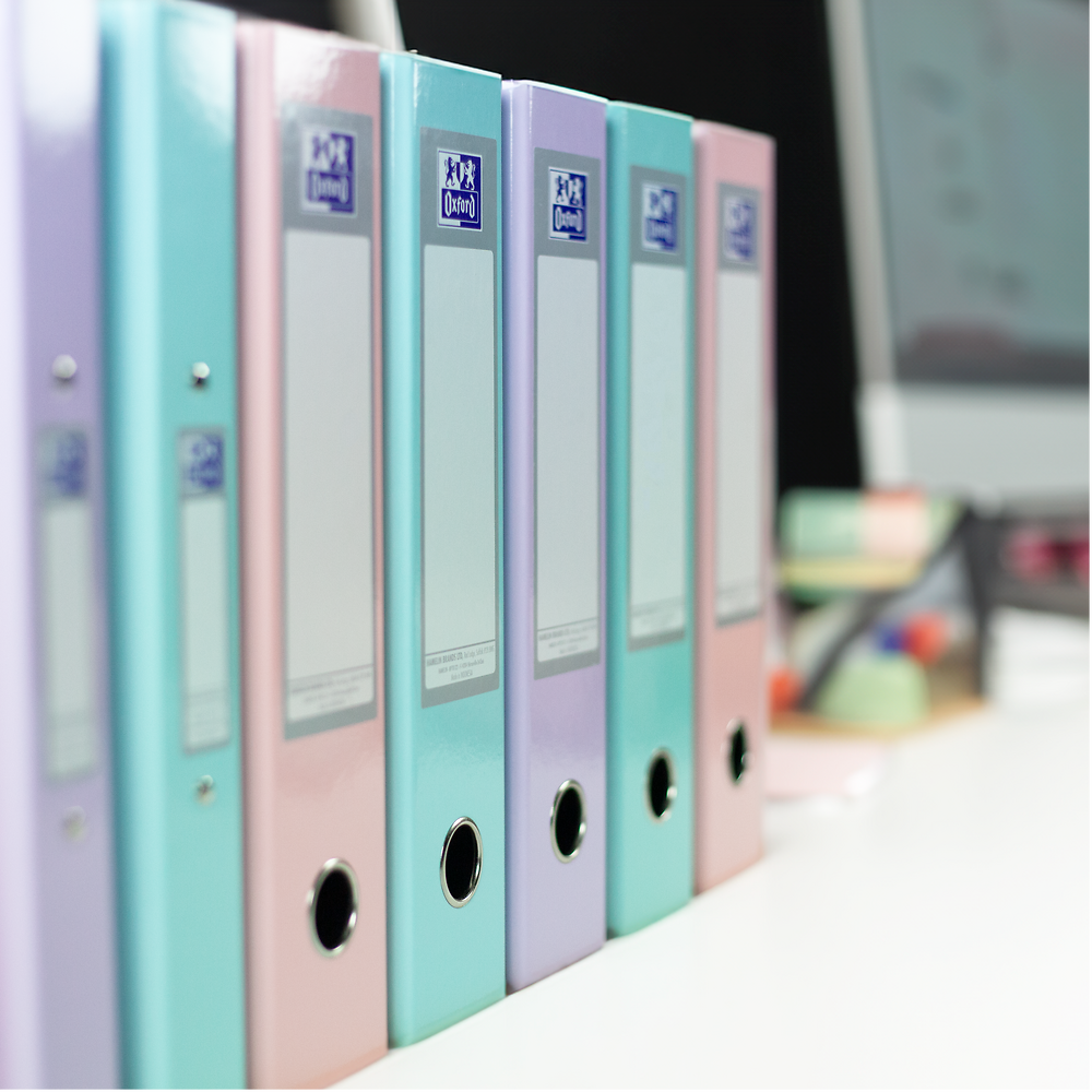 Oxford, Lever Arch File, A4, 2 Ring, 3 Pack, Pastel, Pink/Purple/Green