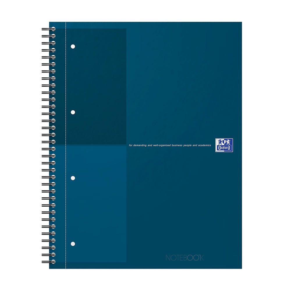 Oxford International Petrol Blue A4+ Hardback Wirebound Notebook, Narrow Ruled, 160 Pages