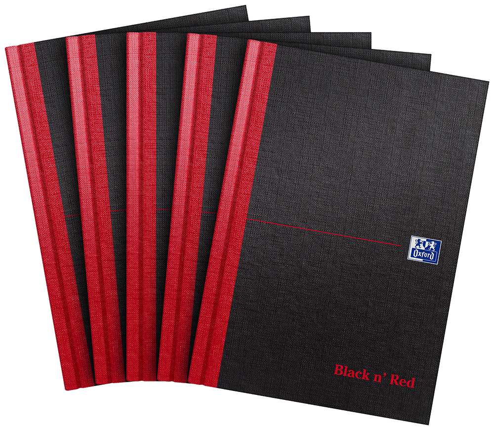 Oxford Black n' Red A5 Hardback Casebound Notebook Ruled 192 Page