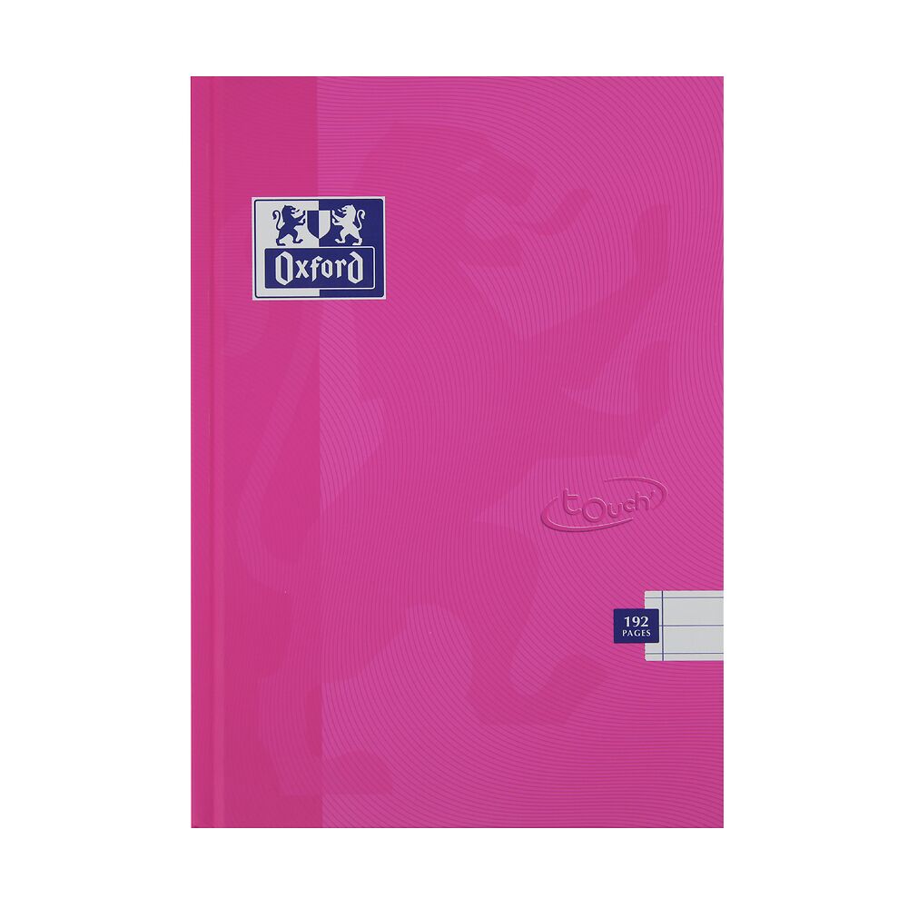 Oxford Touch A5 Hardback Casebound Notebook Ruled with Margin 192 Pages, Bright Pink