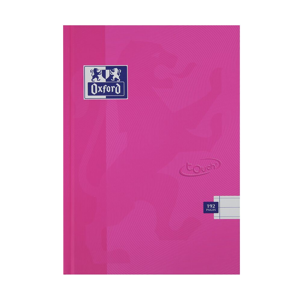 Oxford Touch Bright Pink A5 Hardback Casebound Notebook Ruled with Margin 192 Pages