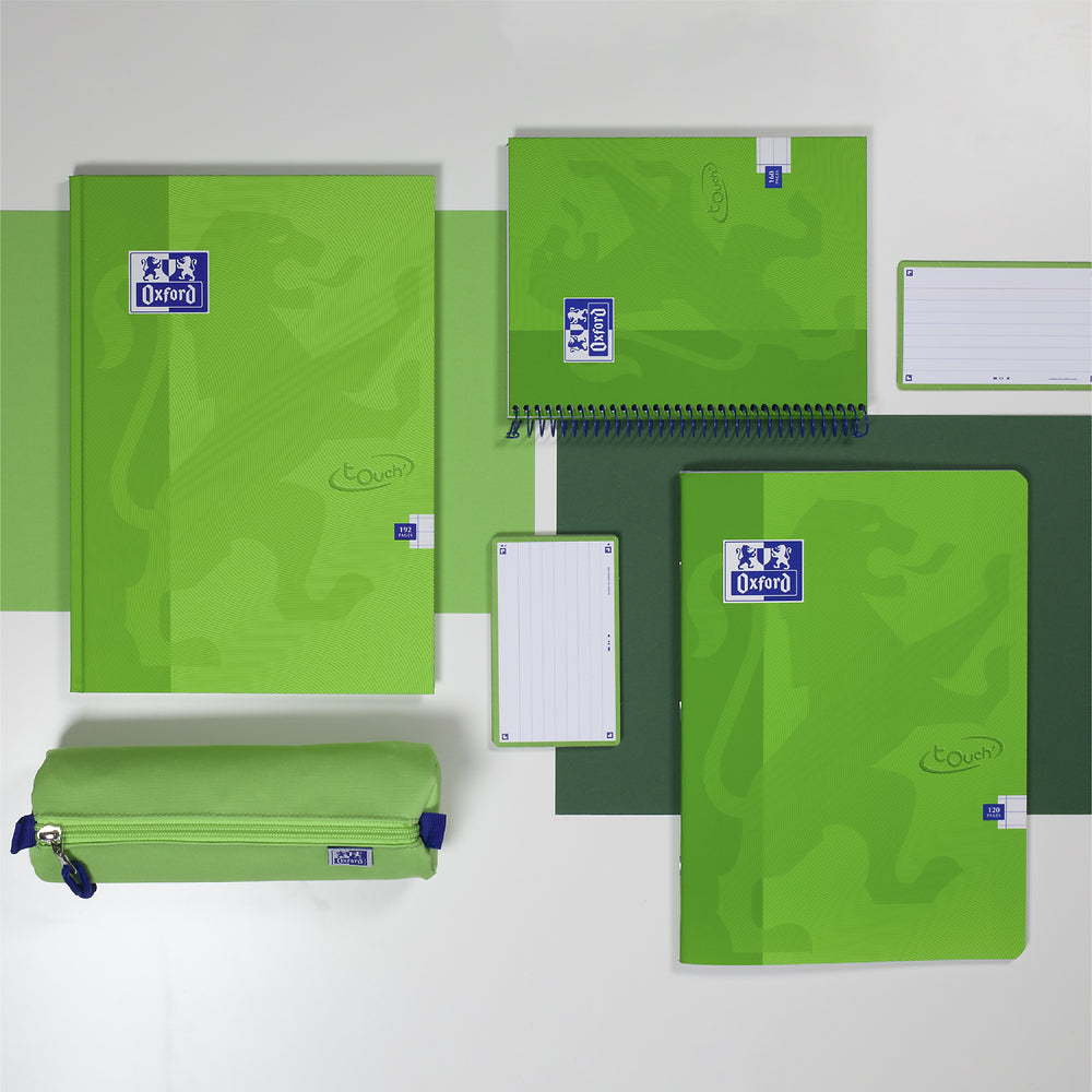 Oxford Touch A5 Hardback Casebound Notebook Ruled with Margin 192 Pages, Bright Green