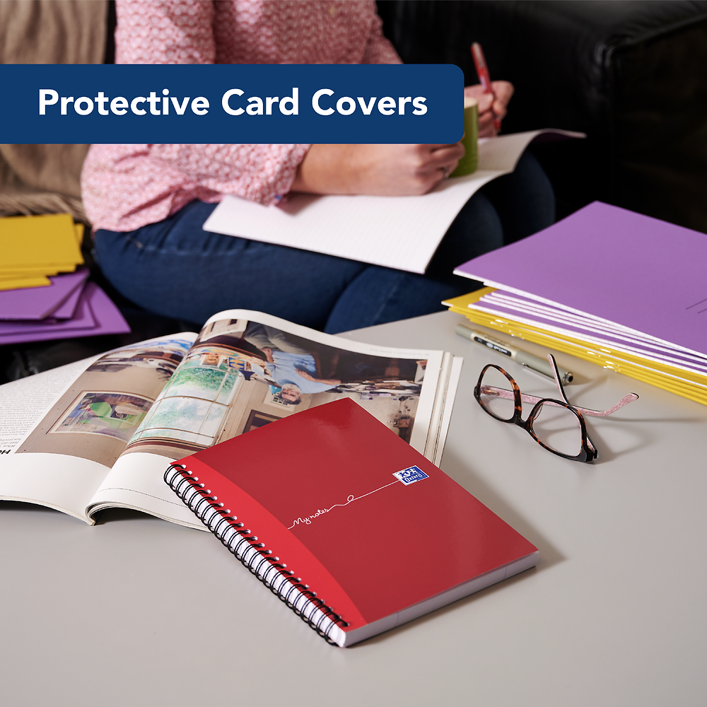 Oxford My Notes Rose Pink A5 Card Cover Wirebound Notebook, Ruled with Margin and Perforated, 200 Pages