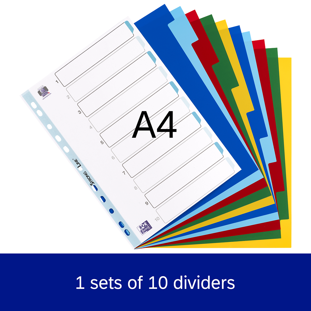 Oxford Divider Coloured A4 PP 10 Tabs