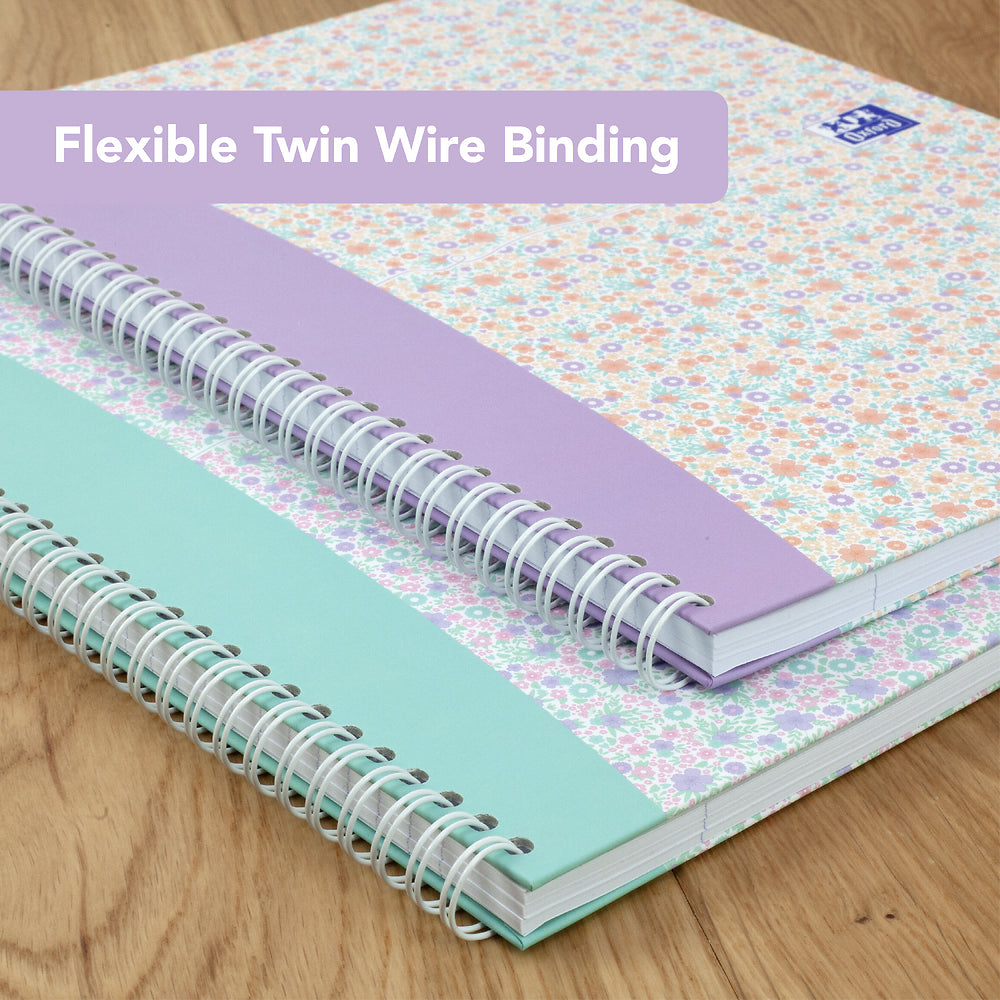 Oxford Liberty Lavender A4 Hard Cover Wirebound Notebook, Ruled with Margin, 140 Pages