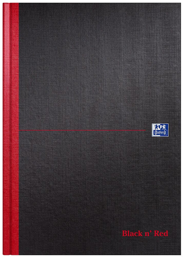 Black n' Red A4 Casebound Hardback Notebook - Ruled, 192 Pages