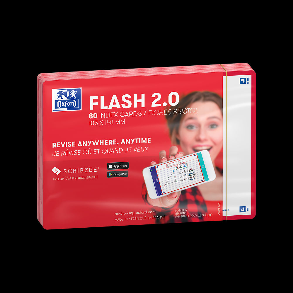 Oxford Flash Cards, Blank with Red frame, A6, pack of 80