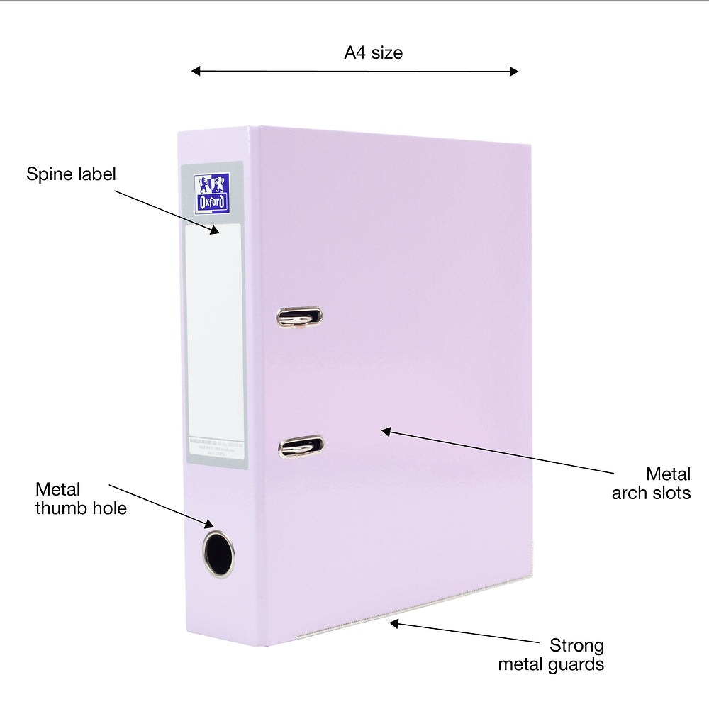 Oxford, Lever Arch File, A4, 2 Ring, Pastel, Lavender