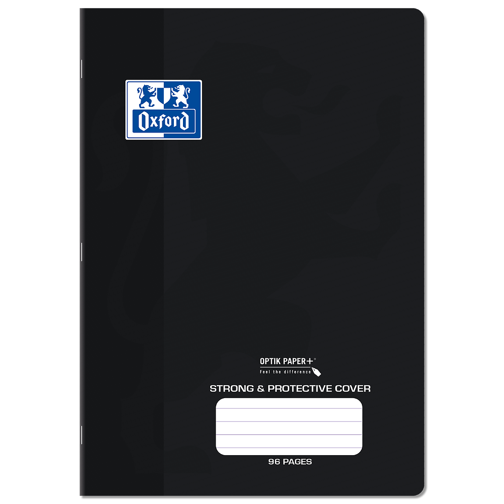 Oxford A4 Exercise Book, Black PP Cover, 8mm Ruled & Margin, 96 Pages