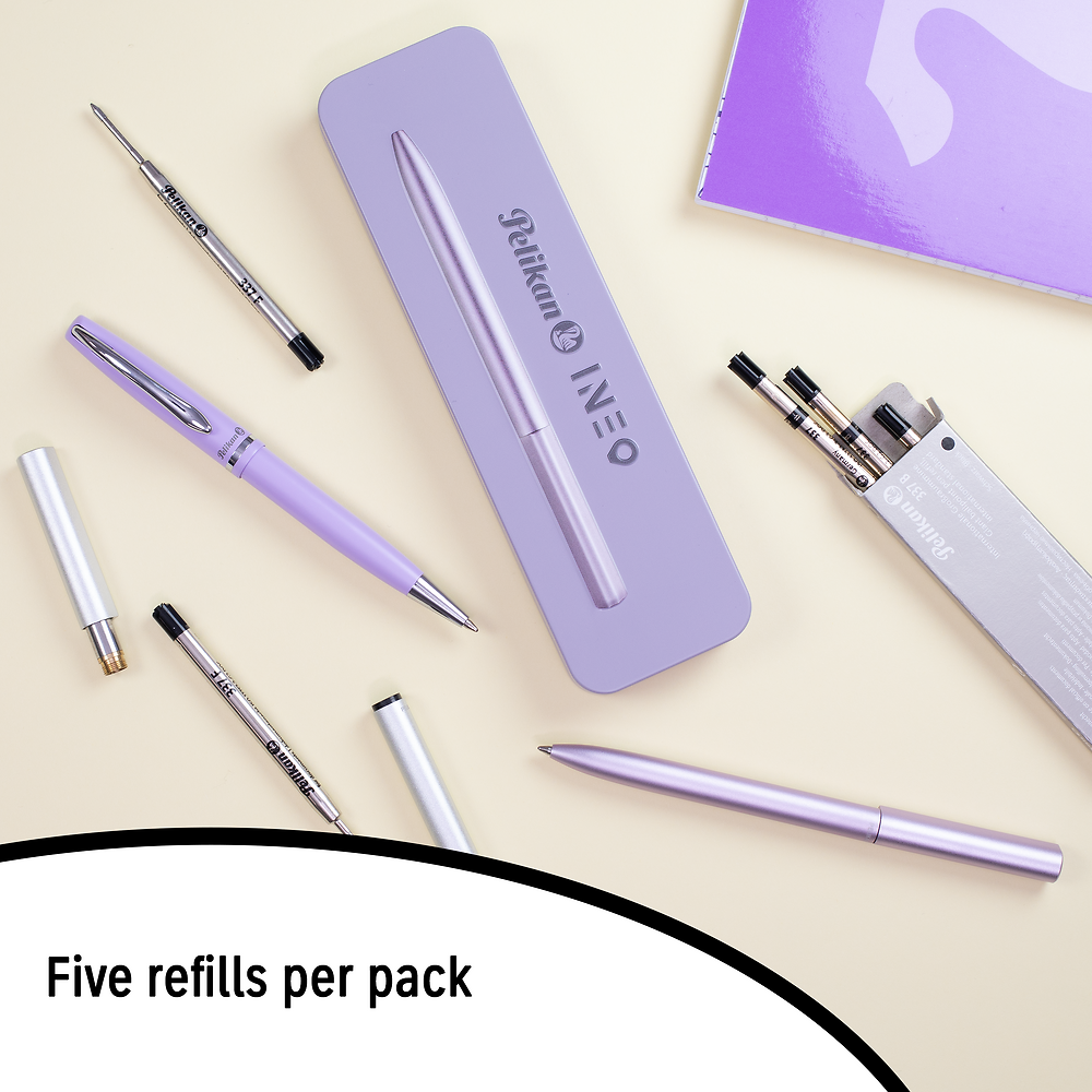 Pelikan Ballpoint Pen 337 Refills, Medium, Black, Pack of 5
