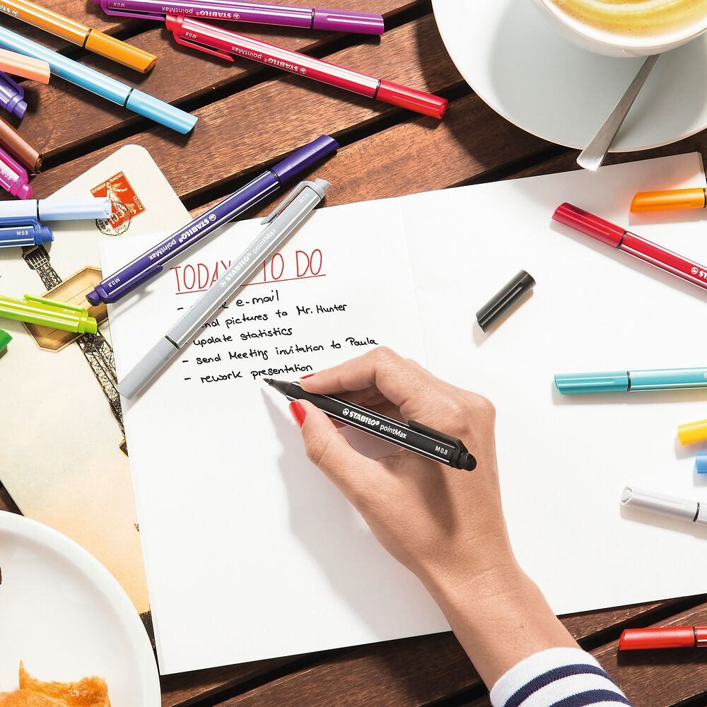 Writing felt-tip pen STABILO pointMax - pack of 8 pastel