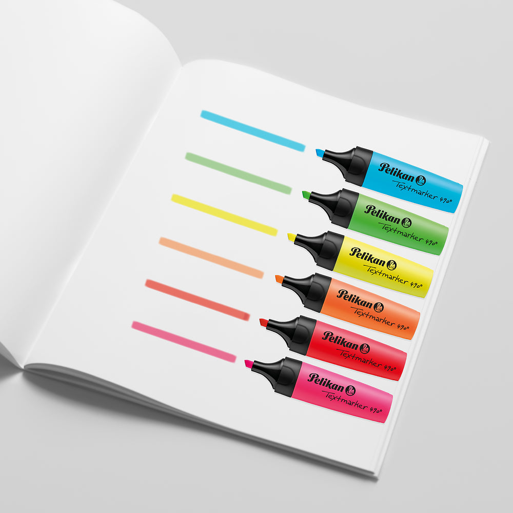 Pelikan Textmarker 490®, 6 assort. Neon colors in a wallet