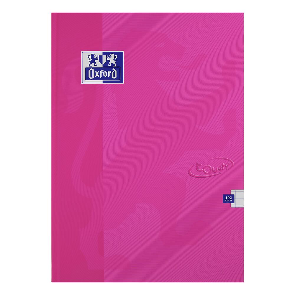 Oxford Touch A4 Hardback Casebound Notebook Ruled with Margin 192 Pages, Bright Pink