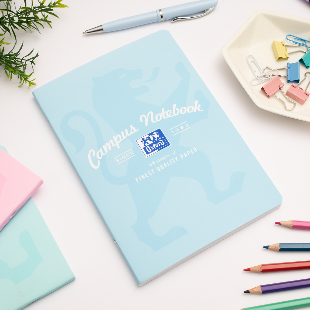 Oxford Campus Pastel A5 Stapled Notebook, Assorted, Pack of 5