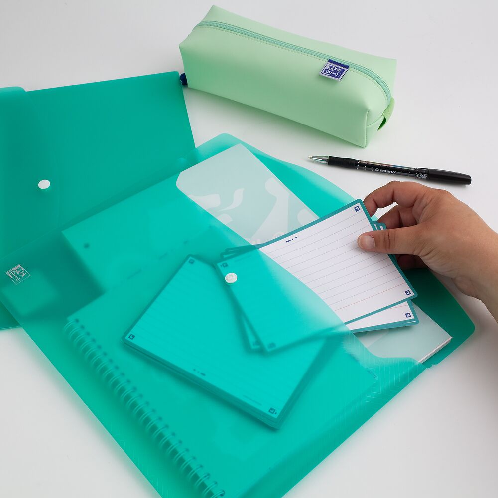 Lot De 5 Porte-Documents DL Oxford Urban Pastel - Plastique Opaque 23x12 Cm - Fermeture Bouton-Pression Couleurs Douces