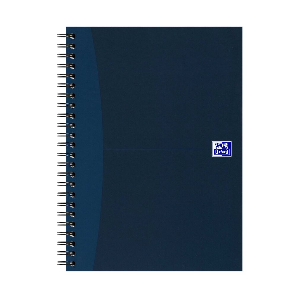 Oxford A5 Hard Cover Wirebound Notebook, Ruled with Margin, 140 Pages, Navy