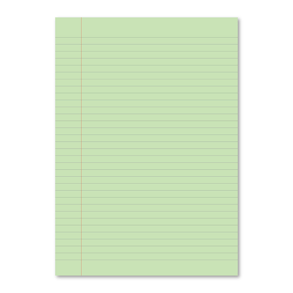 Hamelin A4 Exercise Books Stapled, 8mm lined header and footer, 80 page Green tinted paper, Dark Green - 10 Pack