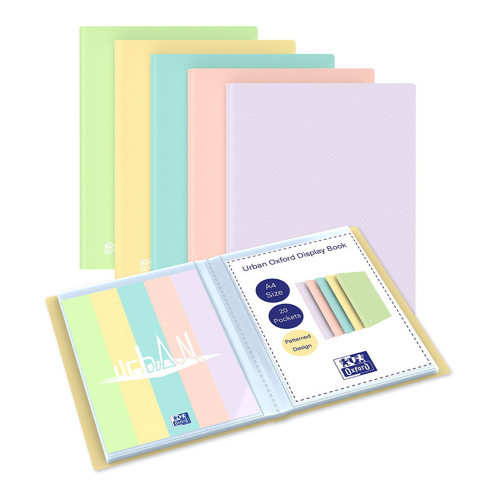 Oxford Urban Display Book, Assorted Pastel Colours, Pack of 5
