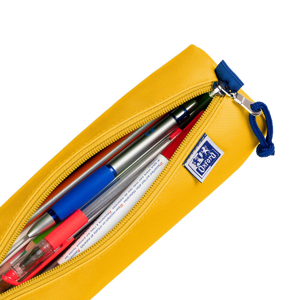 thumbnail image 2 of Hillento Large Capacity Canvas Pencil Case - Simple Zipper Stationery Holder In Yellow 2 of 12