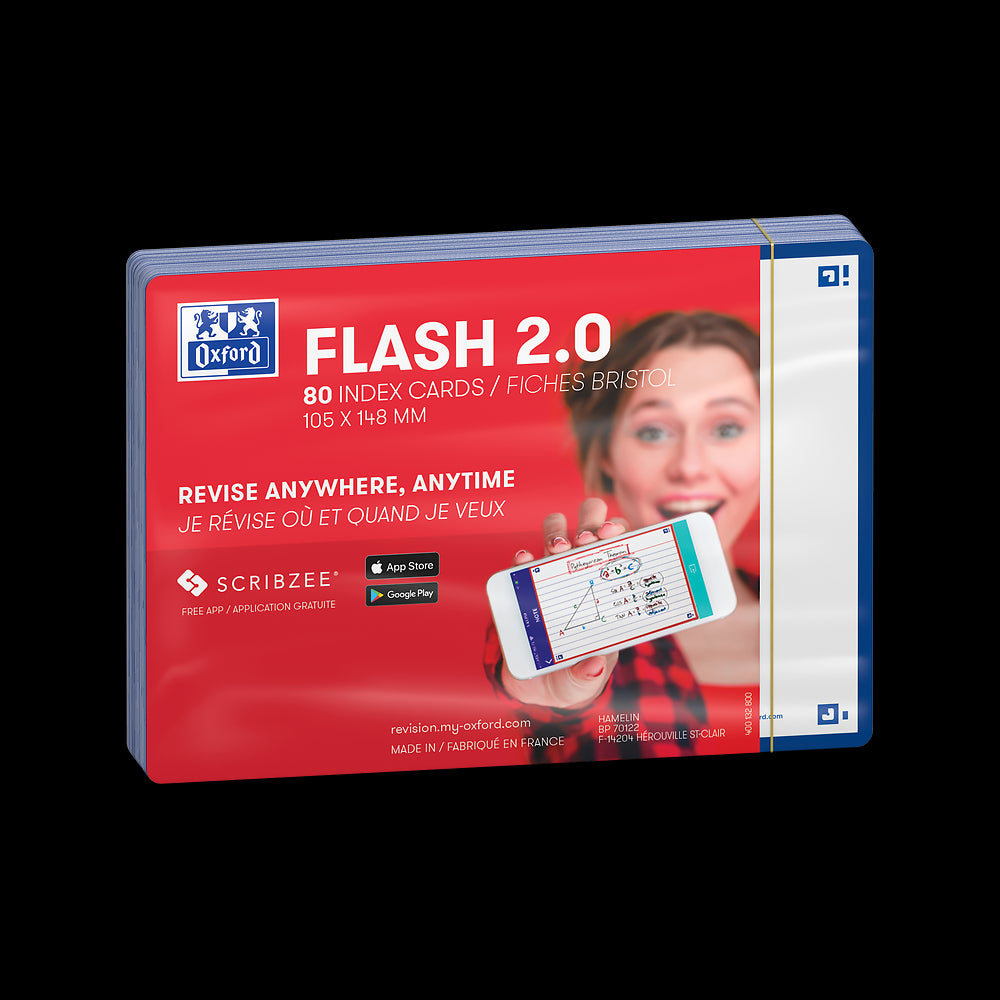 Oxford Flash Cards, Blank with Navy frame, A6, pack of 80
