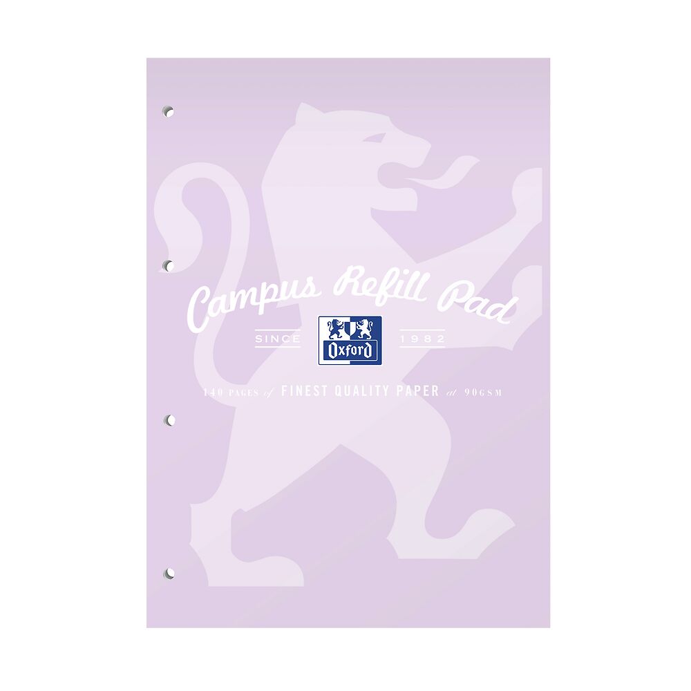 Oxford Campus A4 Headbound Refill Pad Ruled with Margin 140 Pages, Lavender