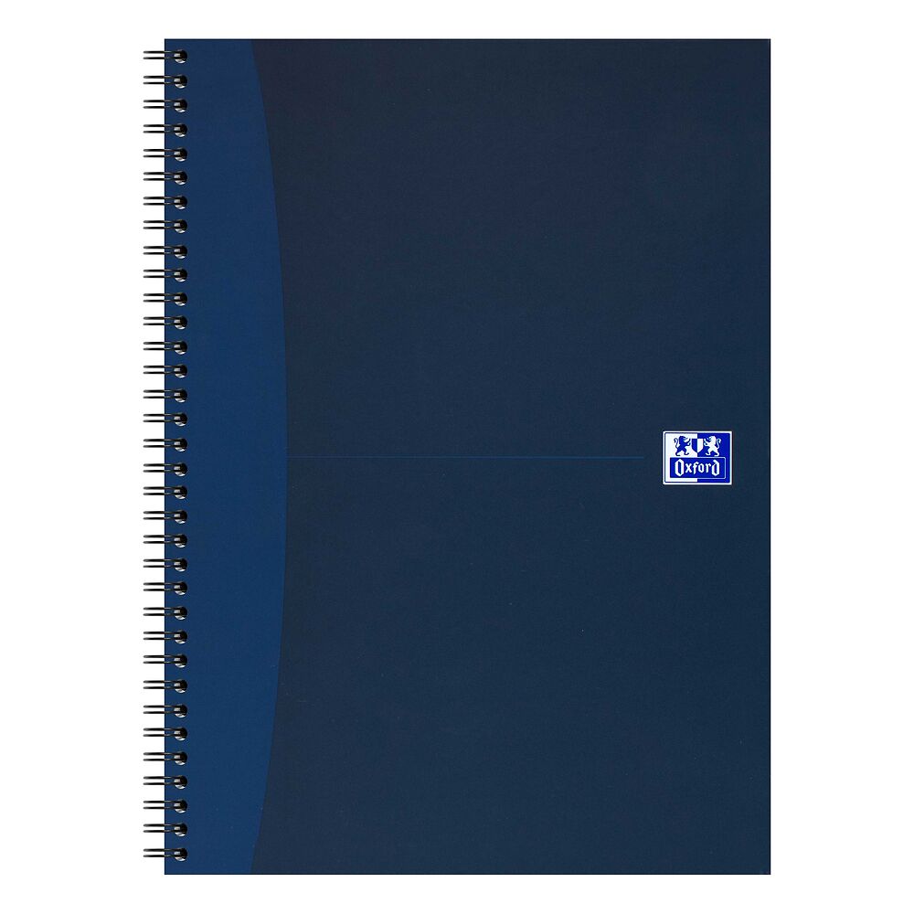 Oxford A4 Hard Cover Wirebound Notebook, Ruled with Margin, 140 Pages, Navy