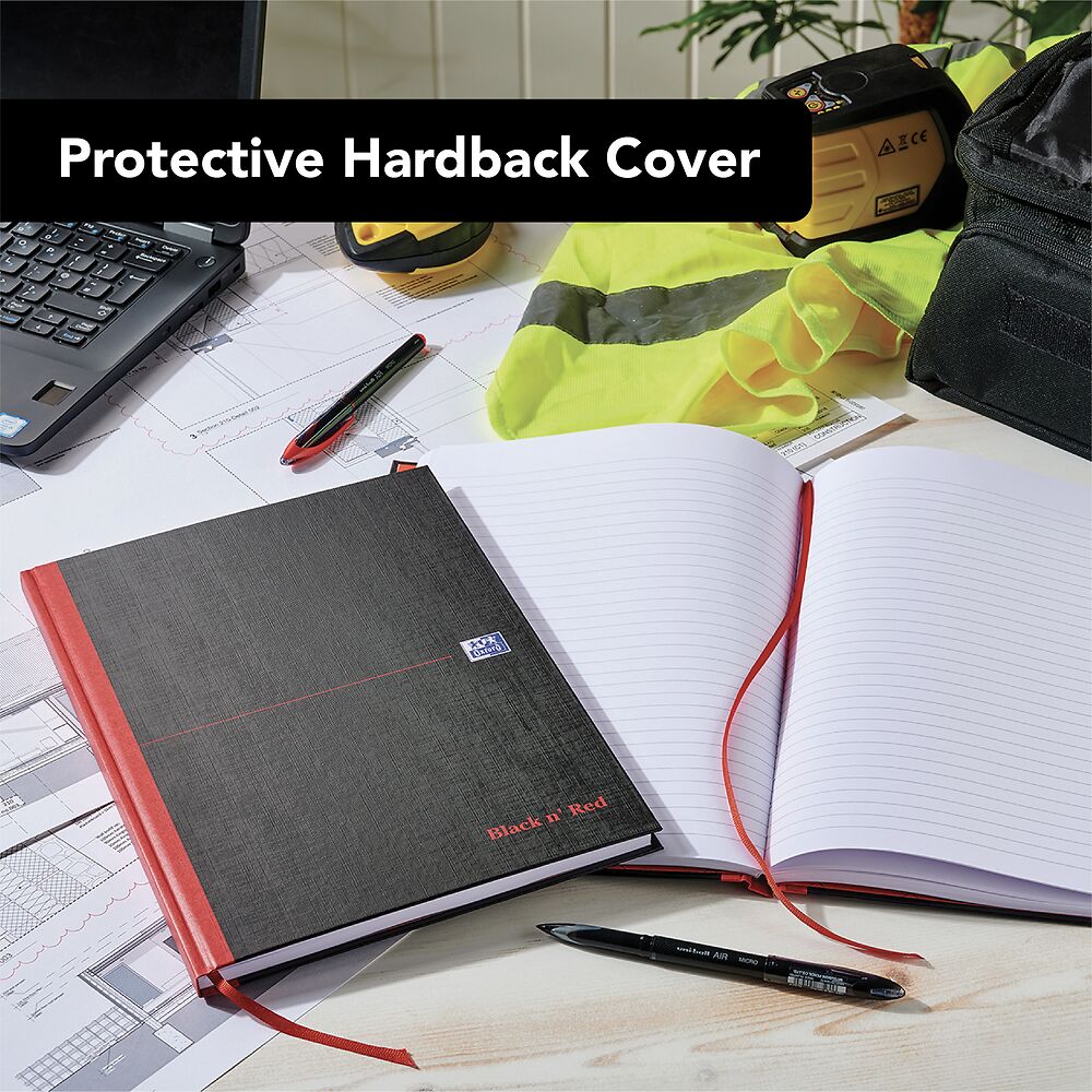 Black n' Red A4 Casebound Hardback Notebook - Ruled (1 Notebook)