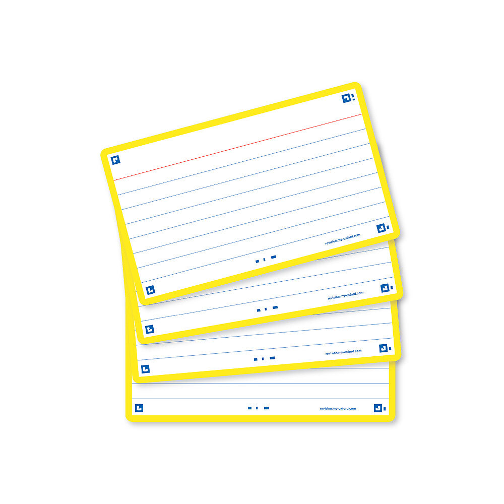 Oxford Flash Cards, Ruled with Yellow frame, 7.5x12.5, pack of 80