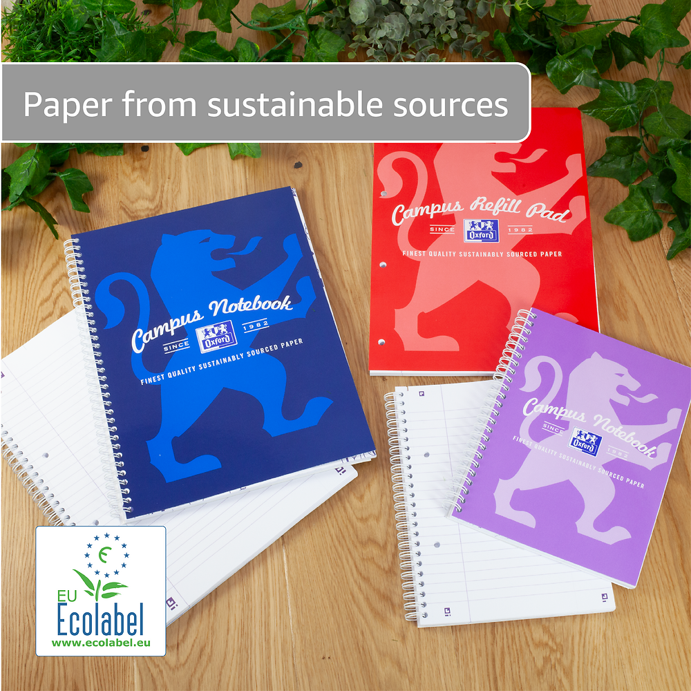 Oxford Campus Red A5+ Card Cover Wirebound Notebook Ruled with Margin 140 Pages