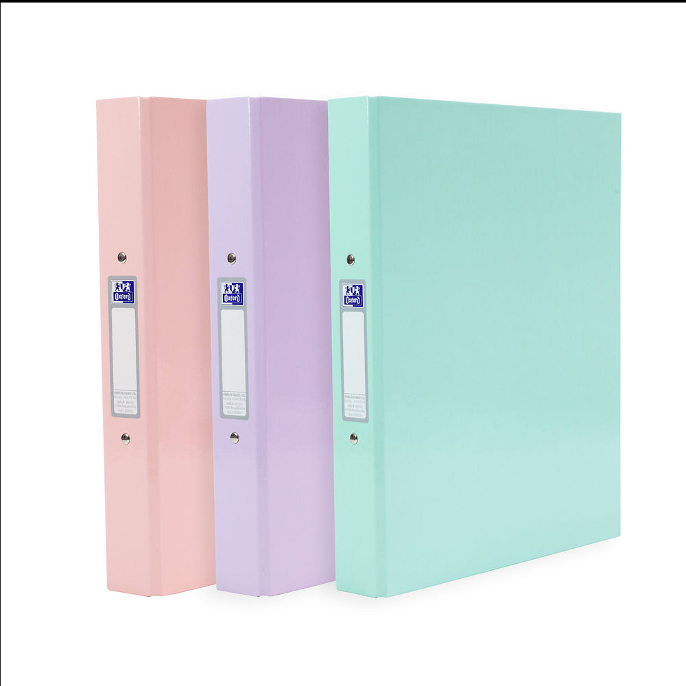 Oxford, A4 Ring Binders, 3 Pack, Pastel, Pink/Purple/Green