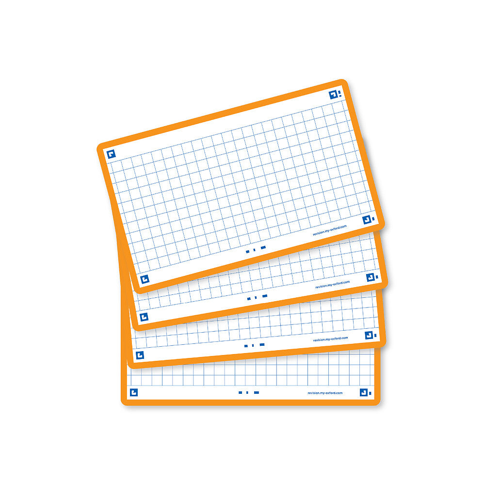 Oxford Flash Cards, Squared with Orange frame, 7.5x12.5, pack of 80