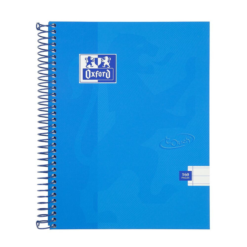 Oxford Touch A5 160 Page Wirebound Hardback Notebook, Aqua